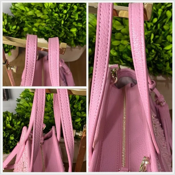 Kate Spade Pink Rowe Summer Tweed Medium Top Zip Satchel - Picture 10 of 17